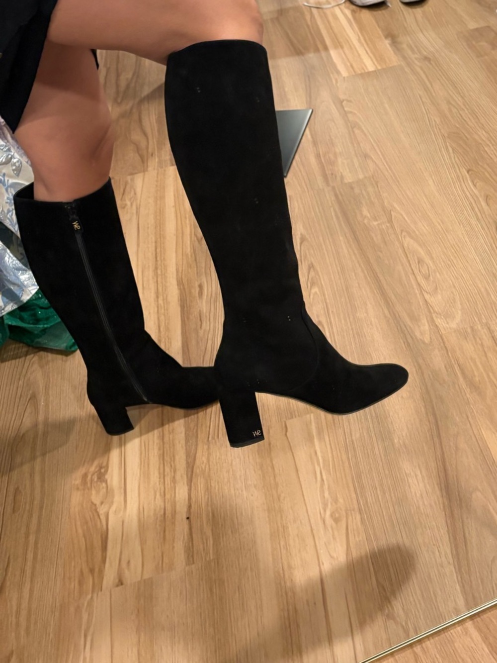 Stuart Weitzman Black Suede Over-the-Knee Boots
